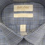 Roundtree & Yorke Shirt Men's 14.5 33 Fitted Cotton Twill Blue Plaid