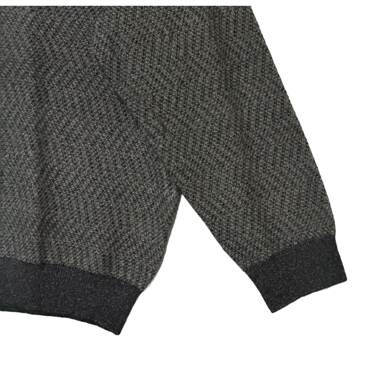 Perry Ellis Sweater Men's 2X Big & Tall Yarn Herringbone Crew Neck Black