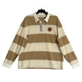 Lacoste Striped Rugby Polo Men's XXL Relaxed Fit Long Sleeve Beige