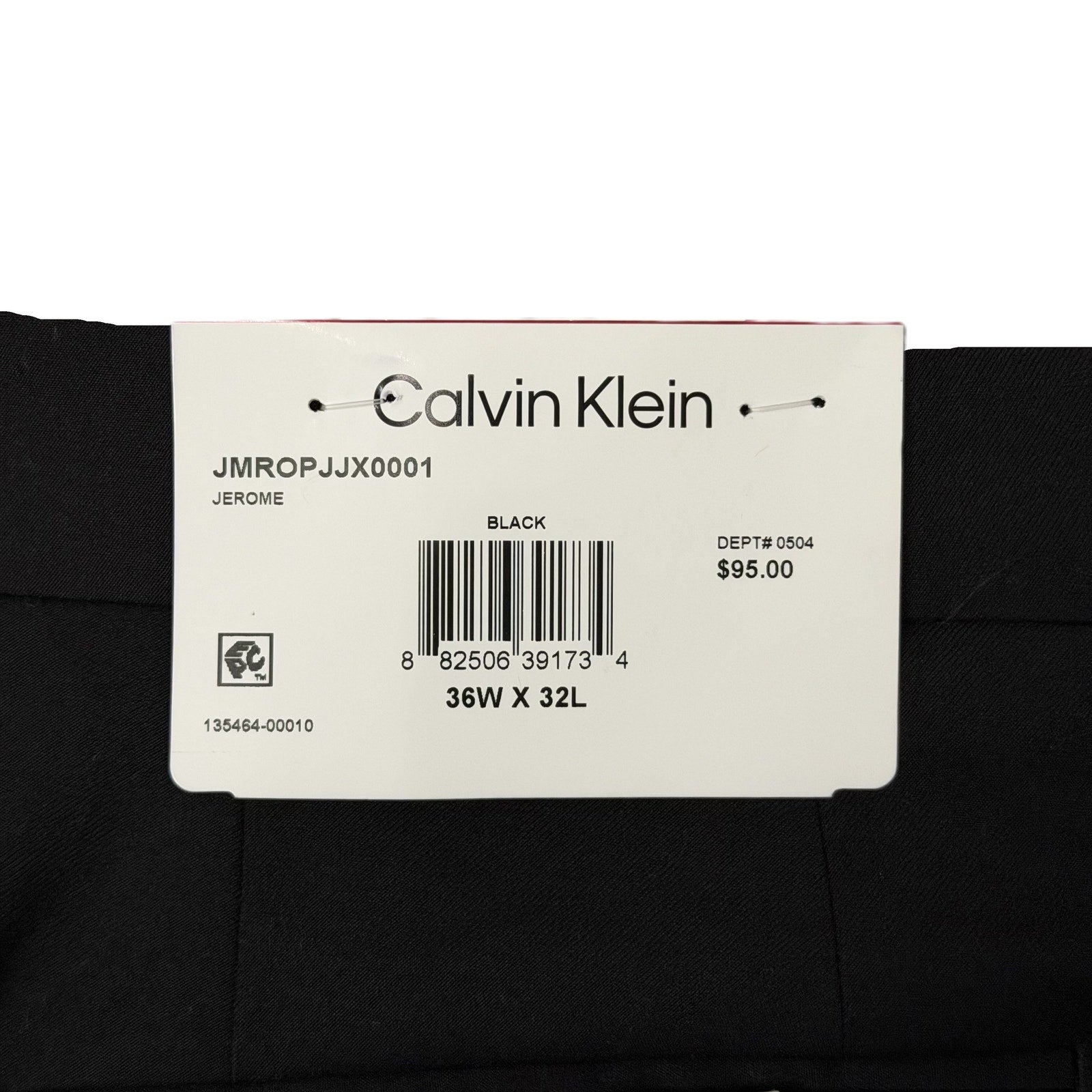 Calvin Klein Dress Pant Men's 36"x32" Slim Fit Stretch Waistband Solid Black