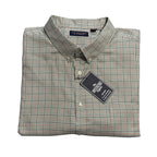 Roundtree & Yorke Oxford Dress Shirt Men's 4XB LS Big & Tall Green Red