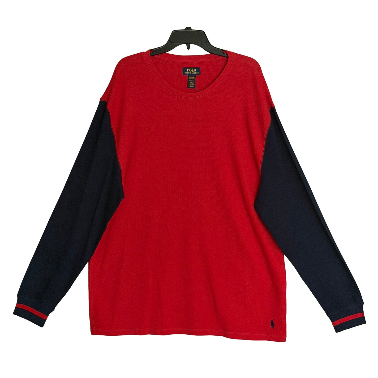 Polo Ralph Lauren Sleepwear Men's XL Crew Neck Long Sleeve Shirt Red Blue