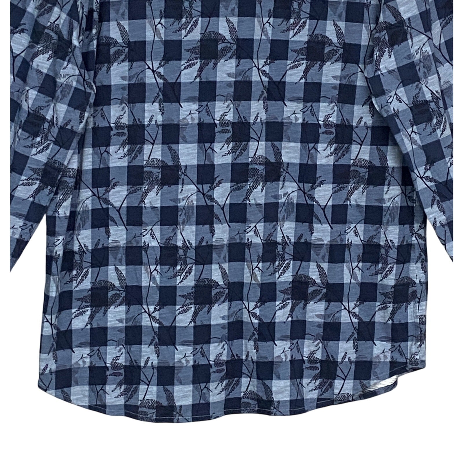 Daniel Cremiuex 38 Kyoto Men's Large Gingham Print Shirt Long Sleeve Blue