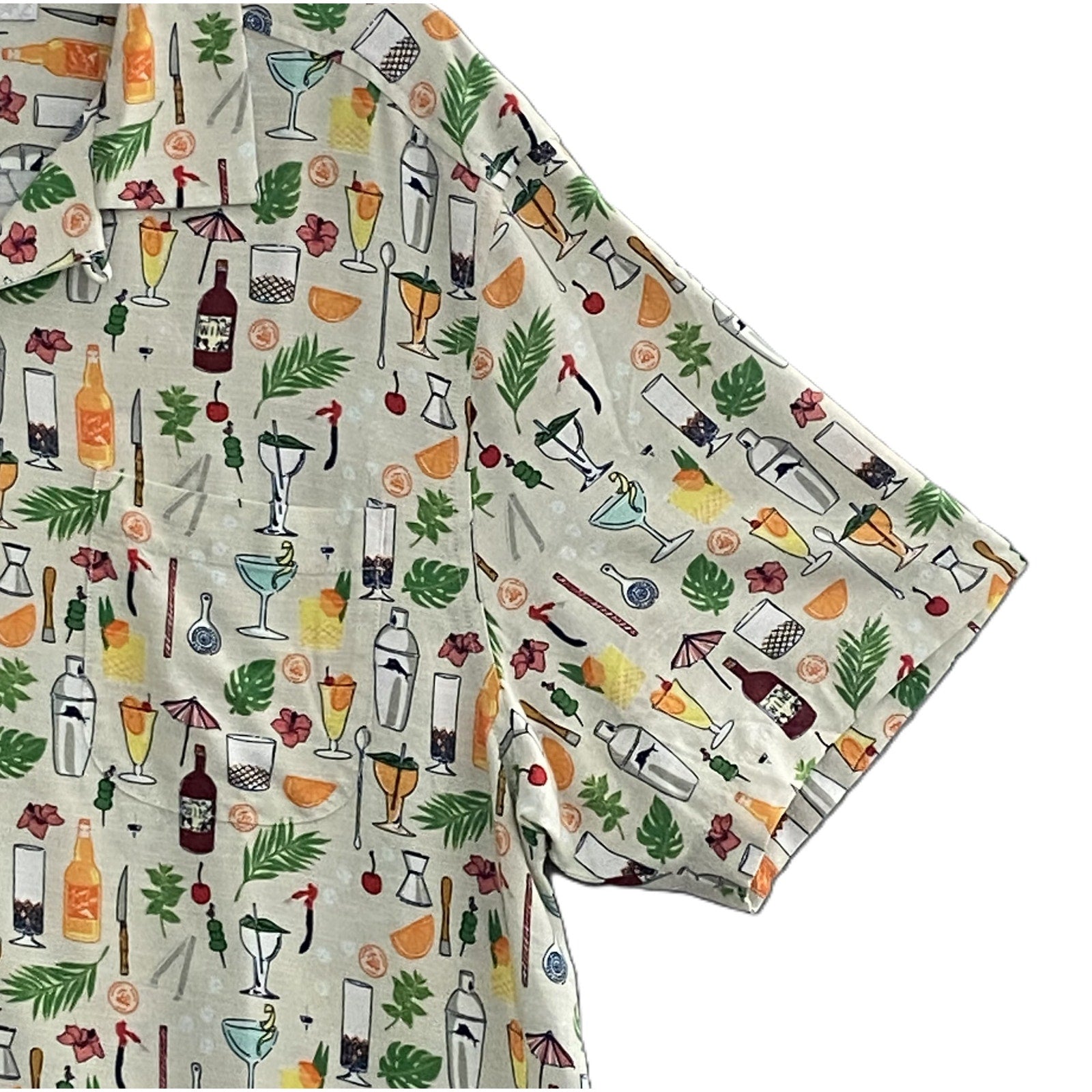 Tommy Bahama Shirt "The Veracruz Cay Lemon Lounge" Men's Medium Foggy Dew