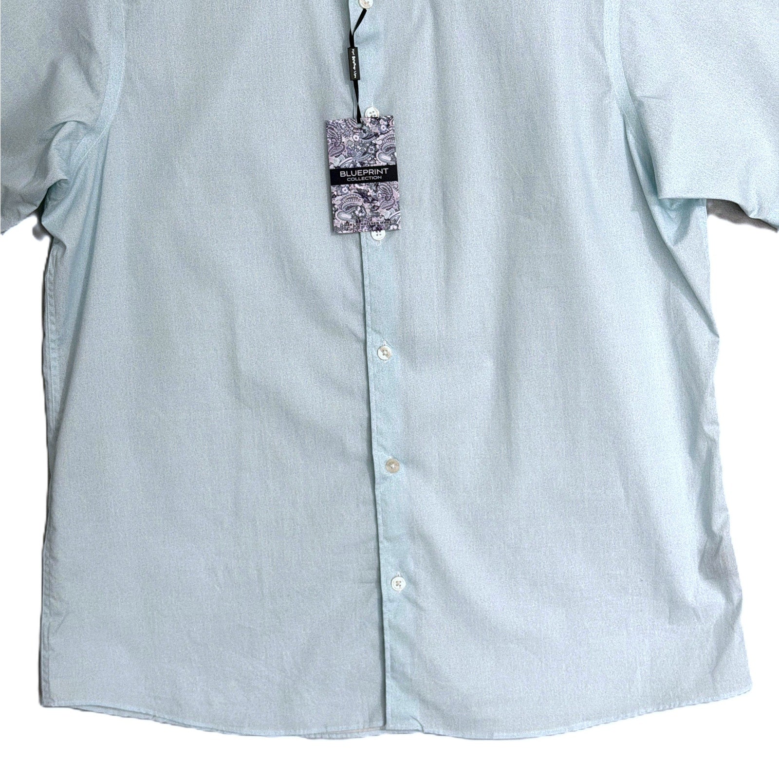 Hart Schaffner Marx Shirt Men's XXL Short Sleeve Comfort Stretch Cotton Blue