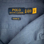 Polo Ralph Lauren Shirt Men's XL Classic Fit Camp Collar Cotton Linen Blue