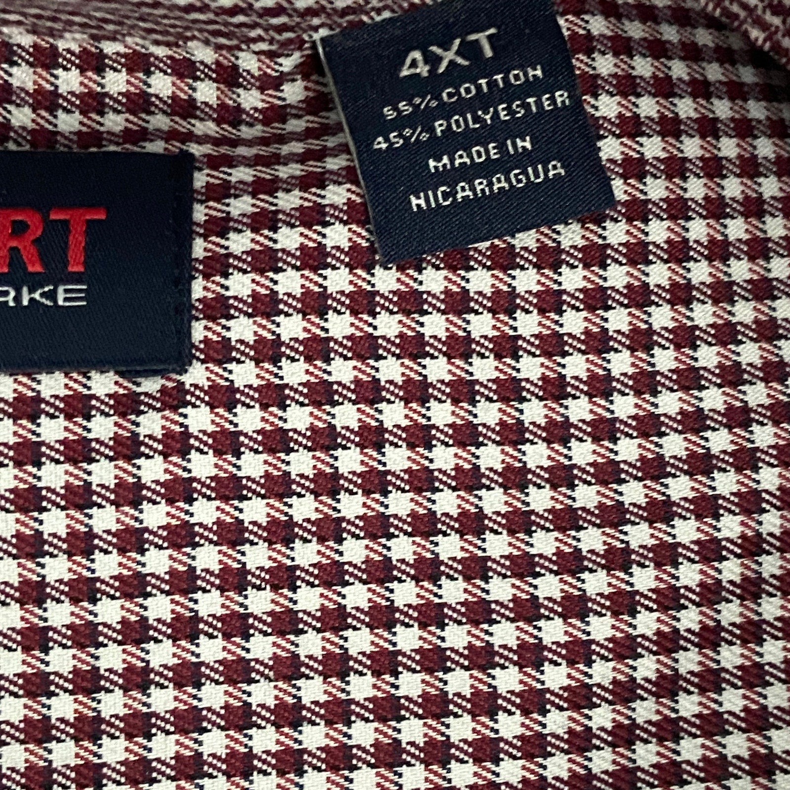 Roundtree & Yorke TravelSmart Big & Tall Men's 4XT Dress Shirt Red Check