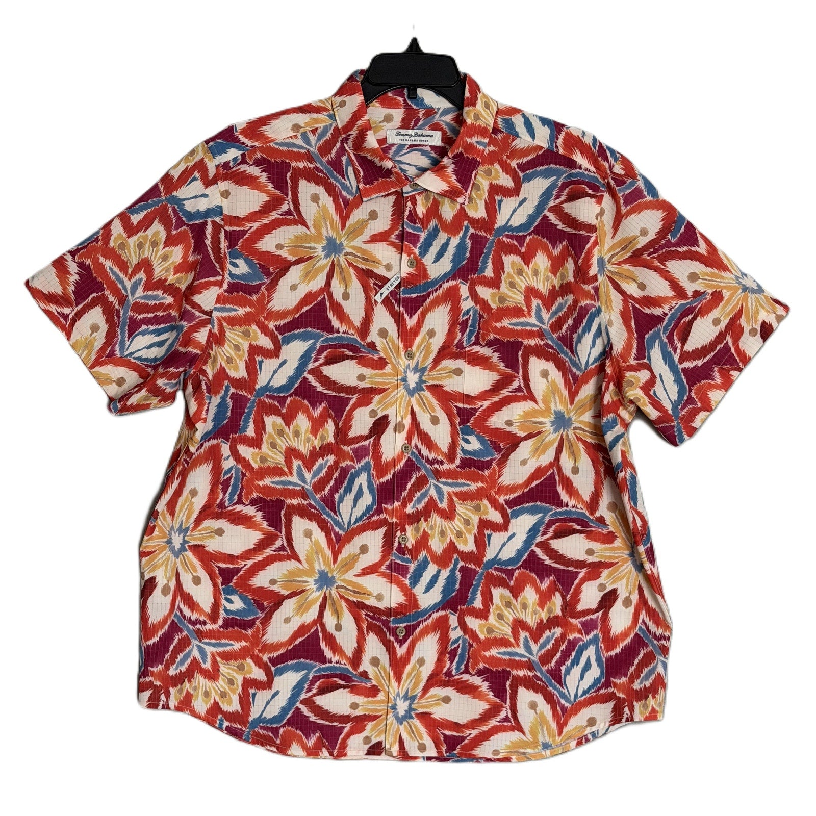 Tommy Bahama Shirt Men's XL Short Sleeve Bahama Coast Flora Fusion Gem Berry