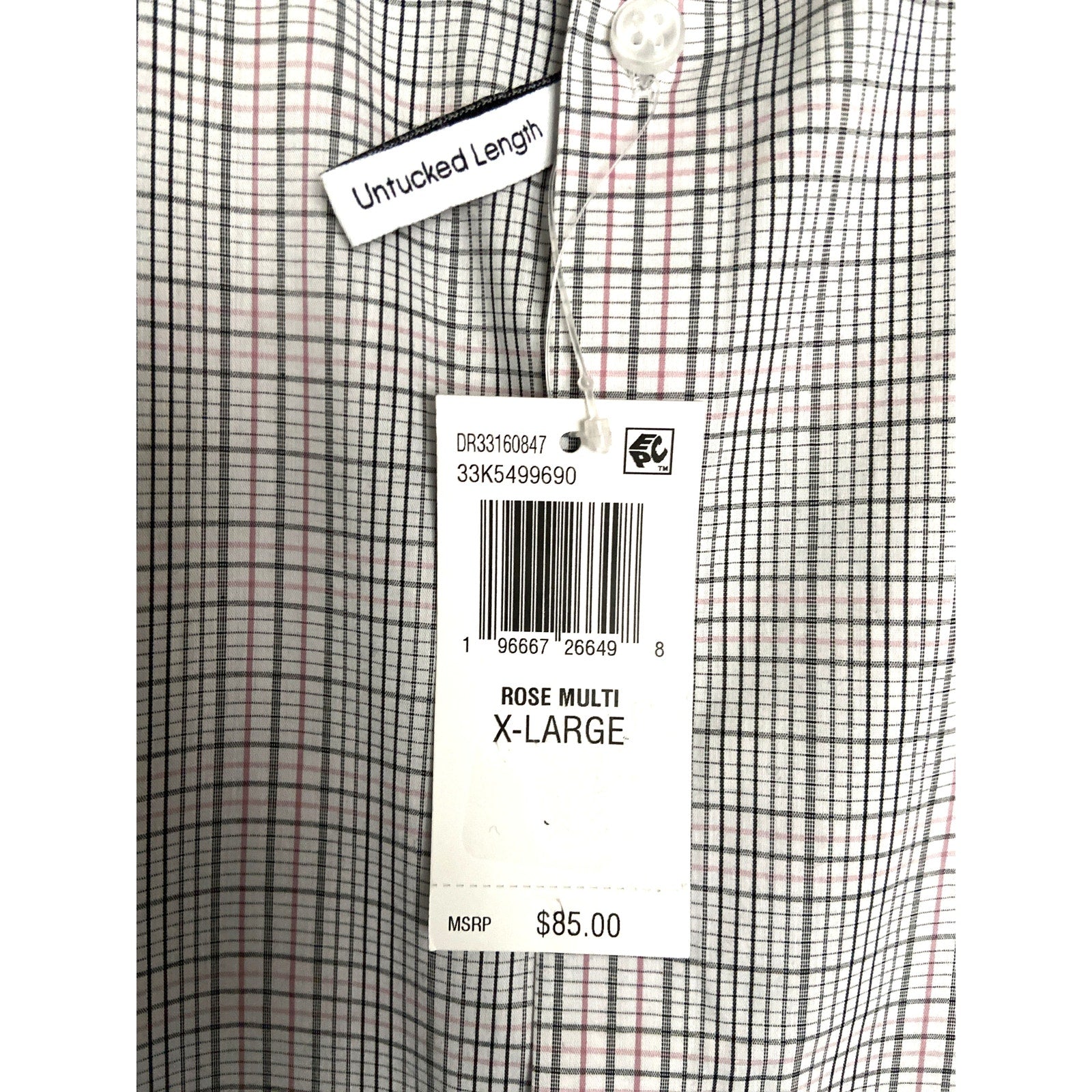 Calvin Klein Shirt Men's XL Stain Shield Extra Slim Fit Long Sleeve Plaid