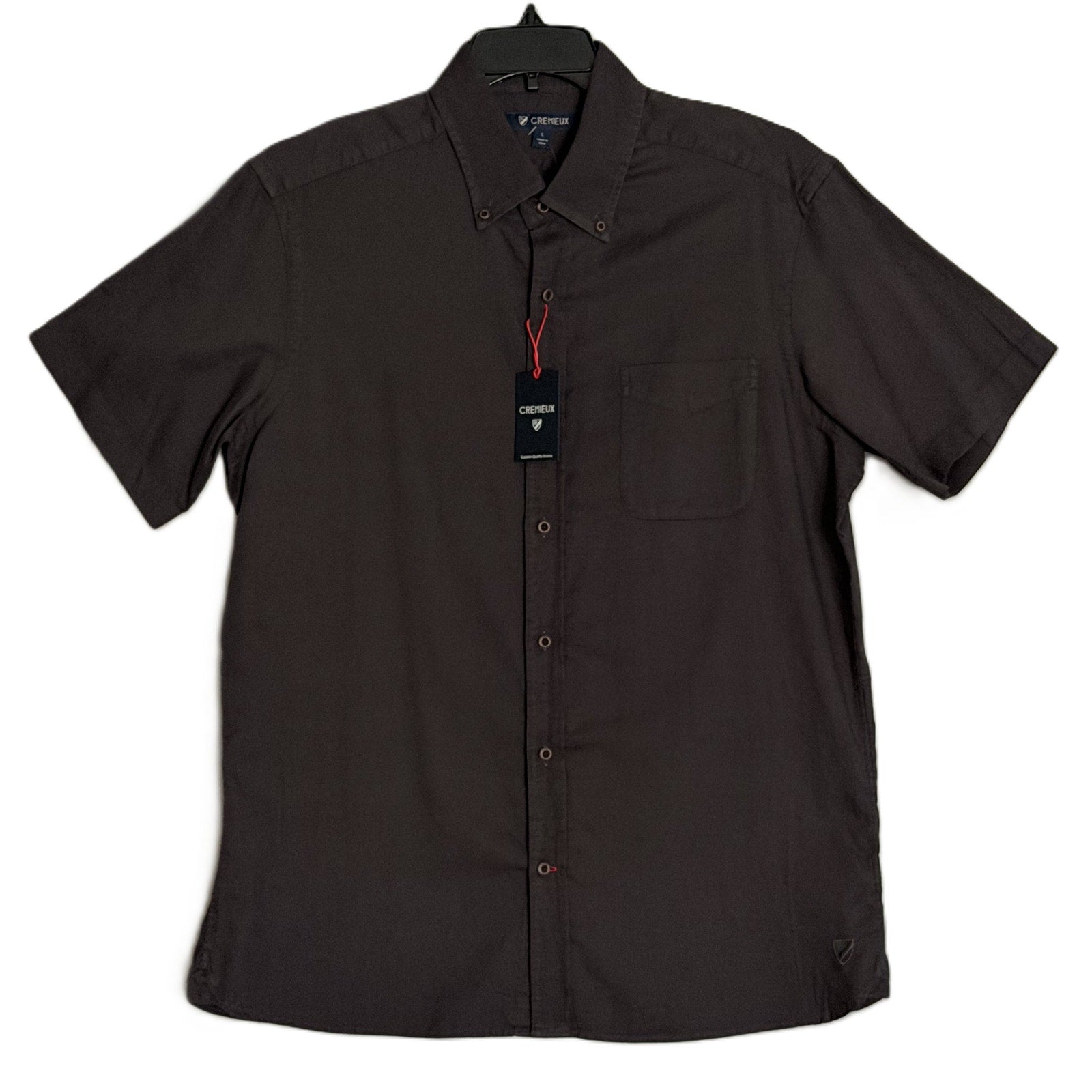 Daniel Cremieux 38 Shirt Men's Large Short Sleeve Cotton Button-Down Gray