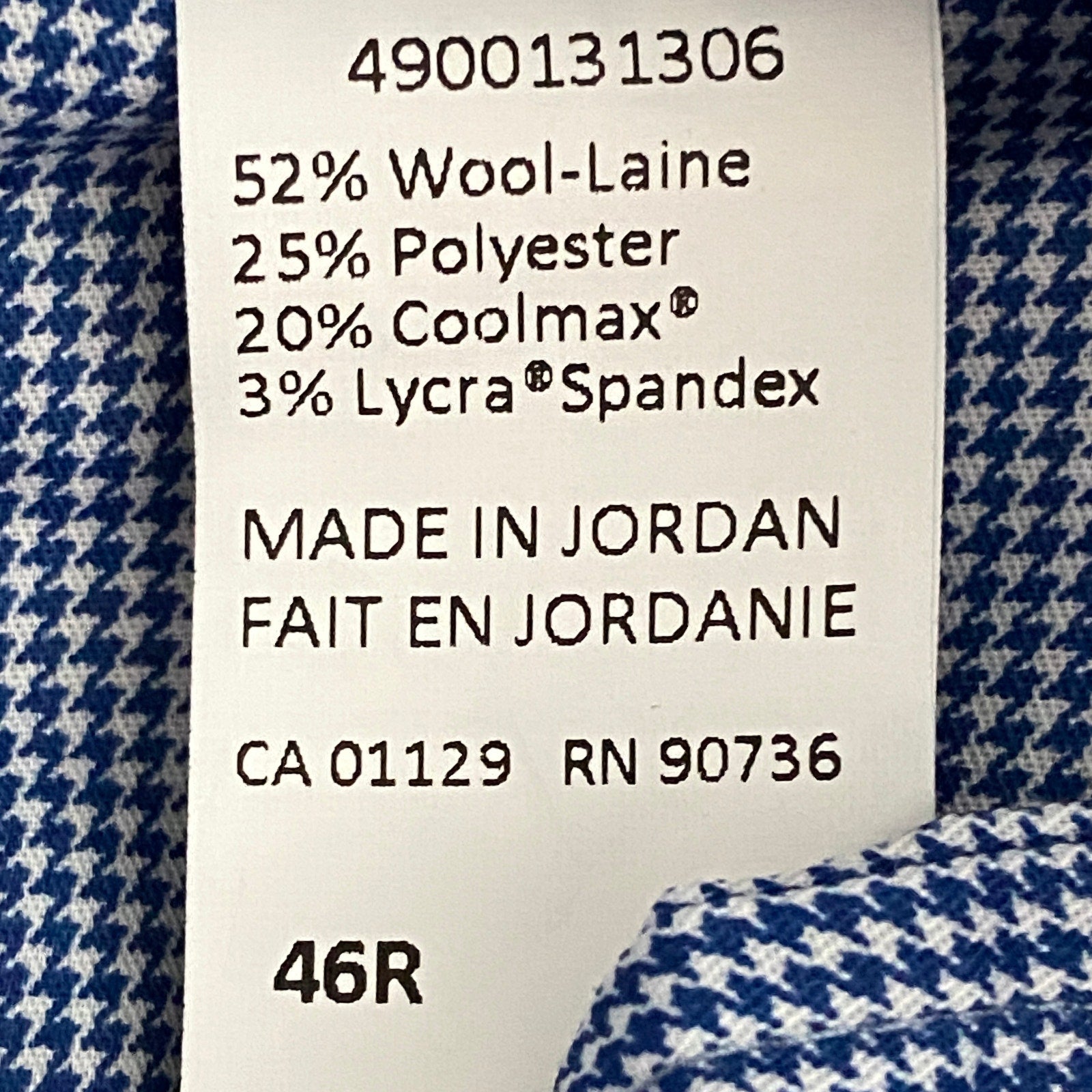 Hart Schaffner Marx Pants Men's 46R Dress Pant New York Fit Wool Blue