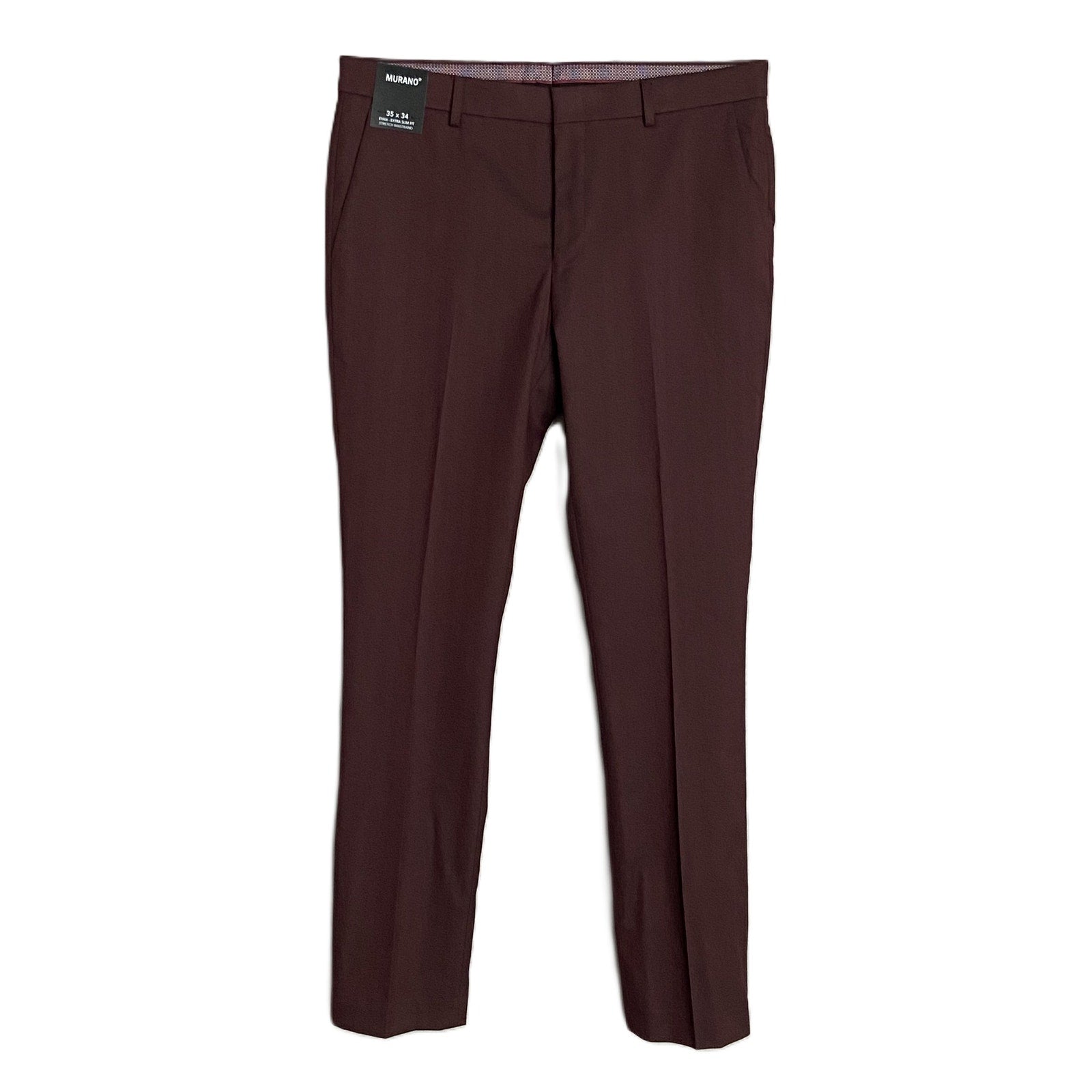 Murano Men's 35x34 Evan Extra Slim Fit Dress Pant Stretch Burgundy