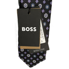 Boss Men's Slim 2.36" Tie 100% Silk Dark Blue Floral Print Made in Italy