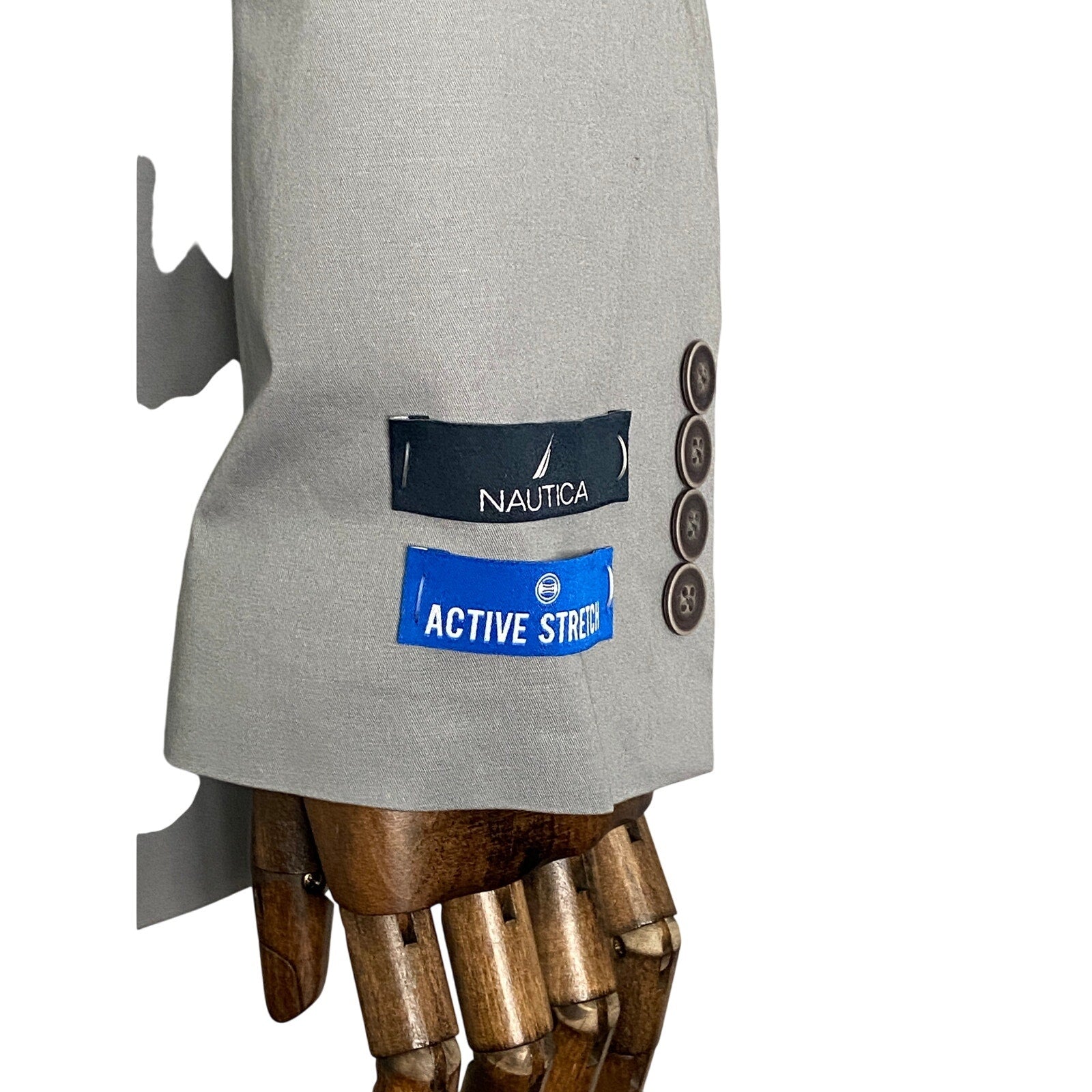 Nautica Men's Suit 2-Piece 36R 30W Bi-Stretch Cotton Gaff Solid Grey