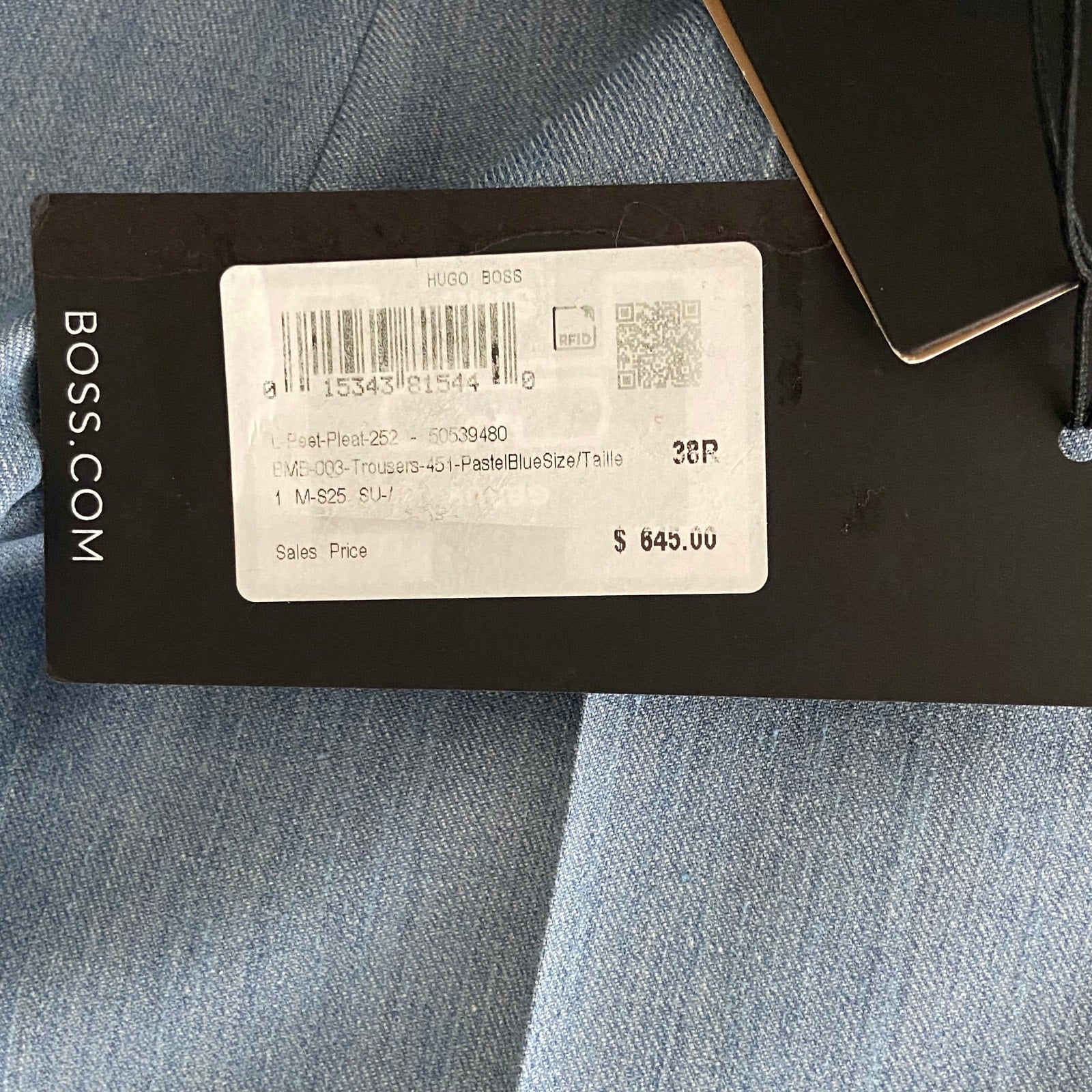 Boss Dress Trousers Men's 38x32 Wool/Silk/Linen Blend Pleated Cuffed Blue