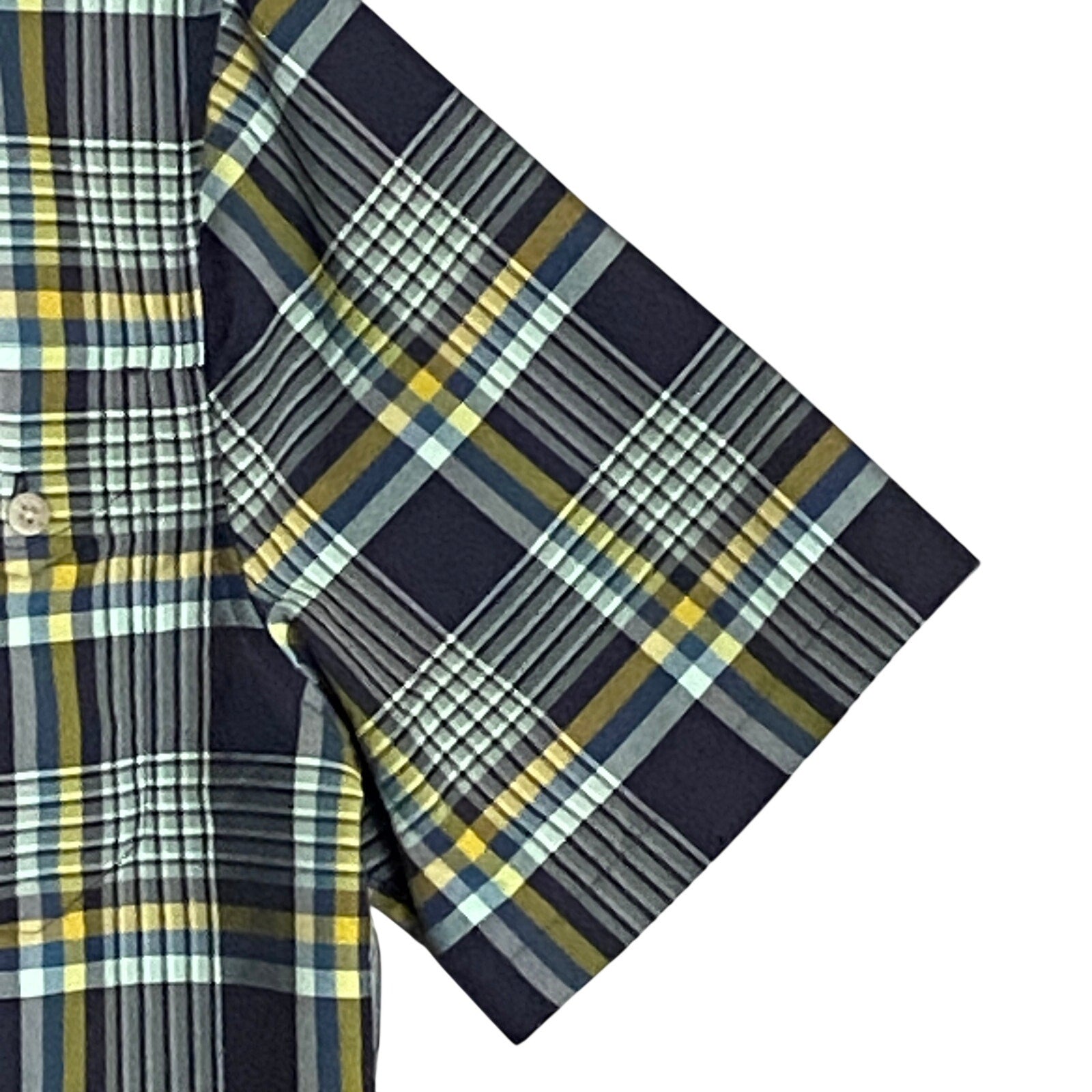 L.L. Bean Casual Shirt Men's Small SunSmart Cool Weave Navy Night Plaid