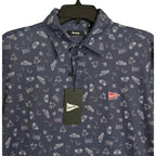 Breezy Polo Shirt Men's Small "The Kick Back Polo" Short Sleeve Stretch Navy