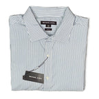 Michael Kors Dress Shirt Men's 2XL Slim Fit Long Sleeve Blue Pinstripe