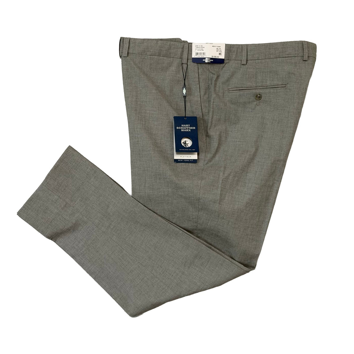 Hart Schaffner Marx Pant Men's 42"x30" Dress Pant Platinum New York Fit Gray