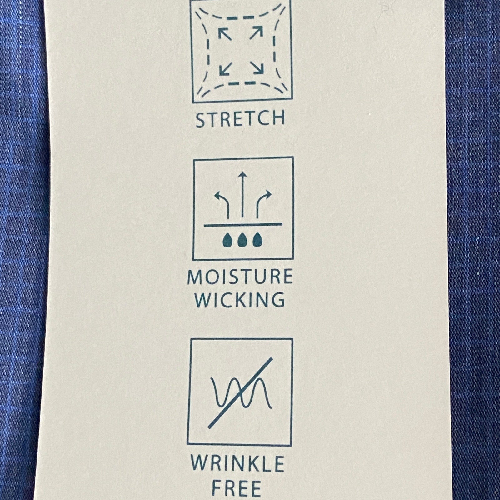 Lucky Brand Men's 15-15.5 34/35 Slim Fit Dress Shirt Blue Geo Print Stretch