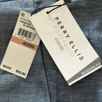 Perry Ellis Portfolio Pants Men's 42"x30" Modern Fit Linen Blend Blueprint