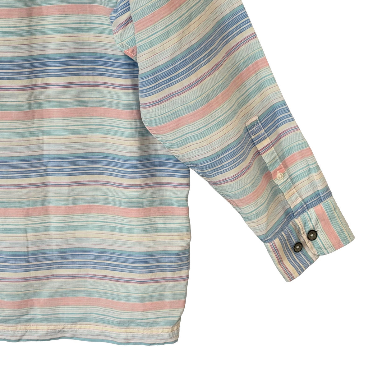 Tommy Bahama Shirt Men's XL Sand Linen Los Bellos Stripe Baja Bright Peach