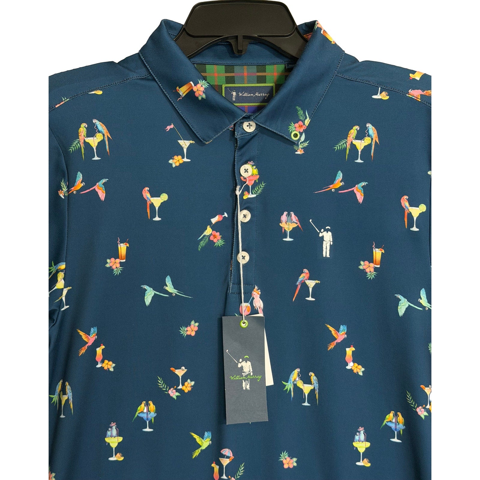 William Murray Polo Shirt Men's Small "Birdie Juice Polo" Short Sleeve Blue