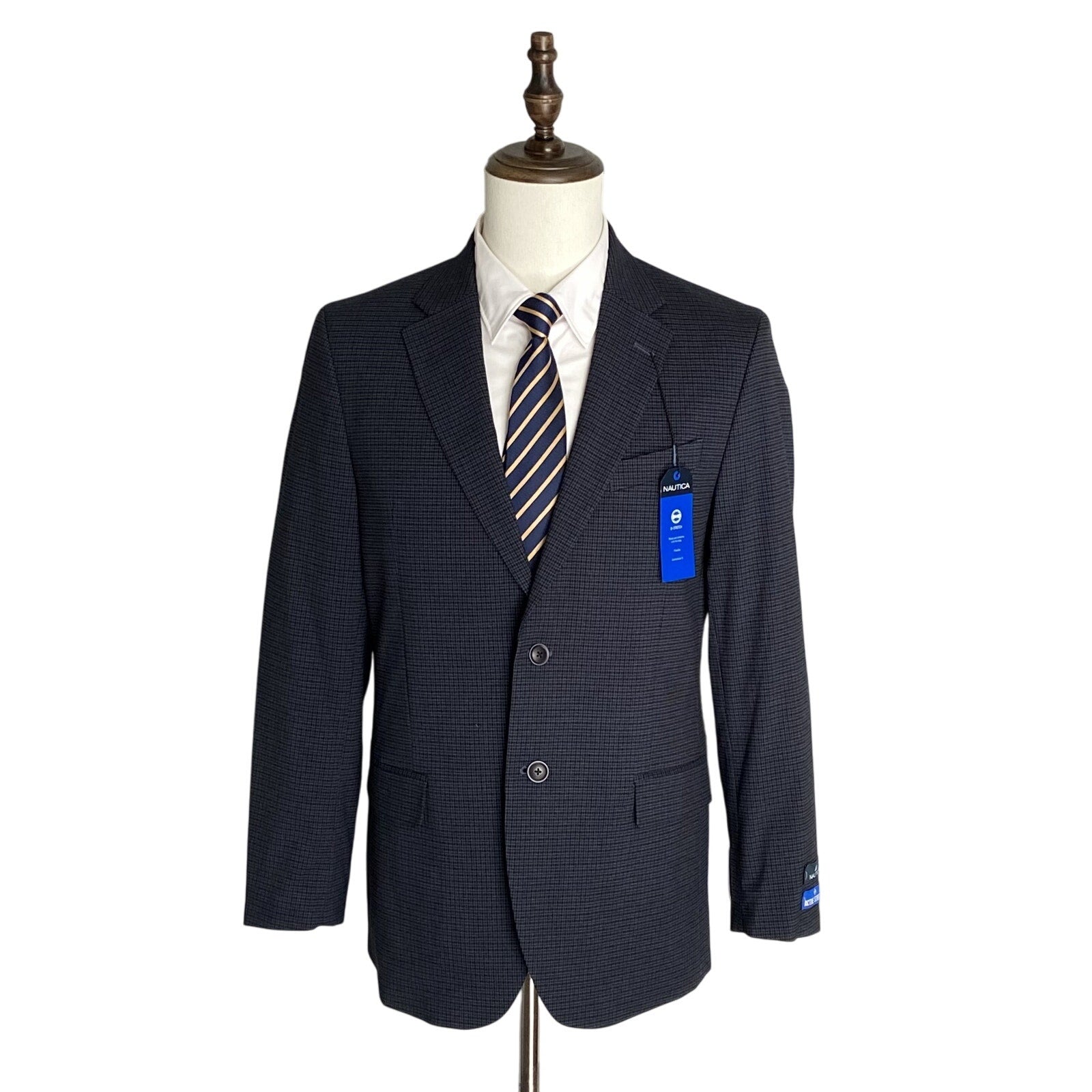Nautica Sport Coat Men's 38R Modern Fit Active Lined Stretch Blue Check