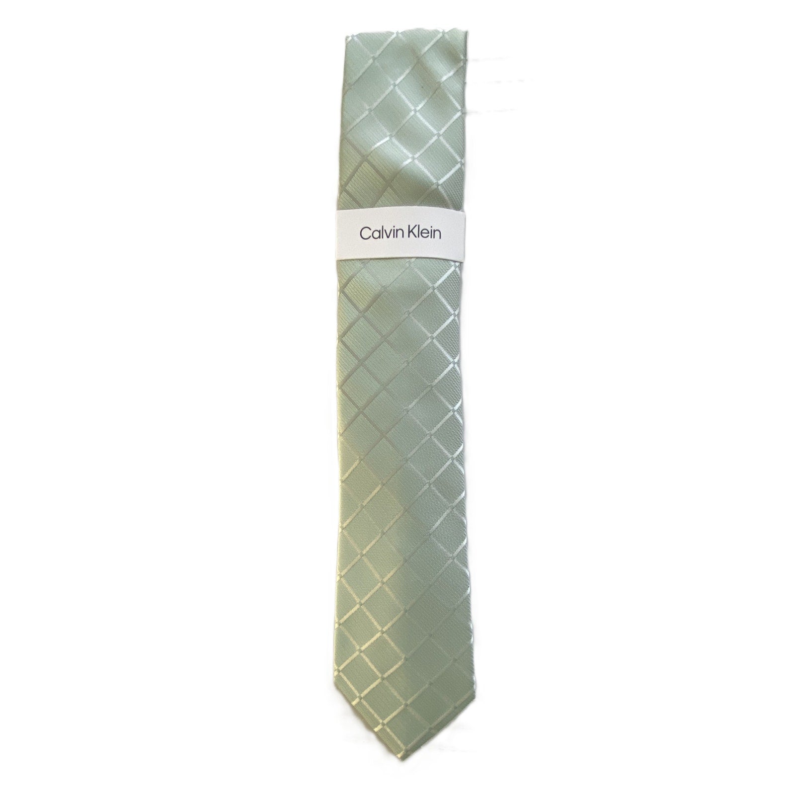 Calvin Klein Necktie Silk Blend Classic Width and Length Green Geo