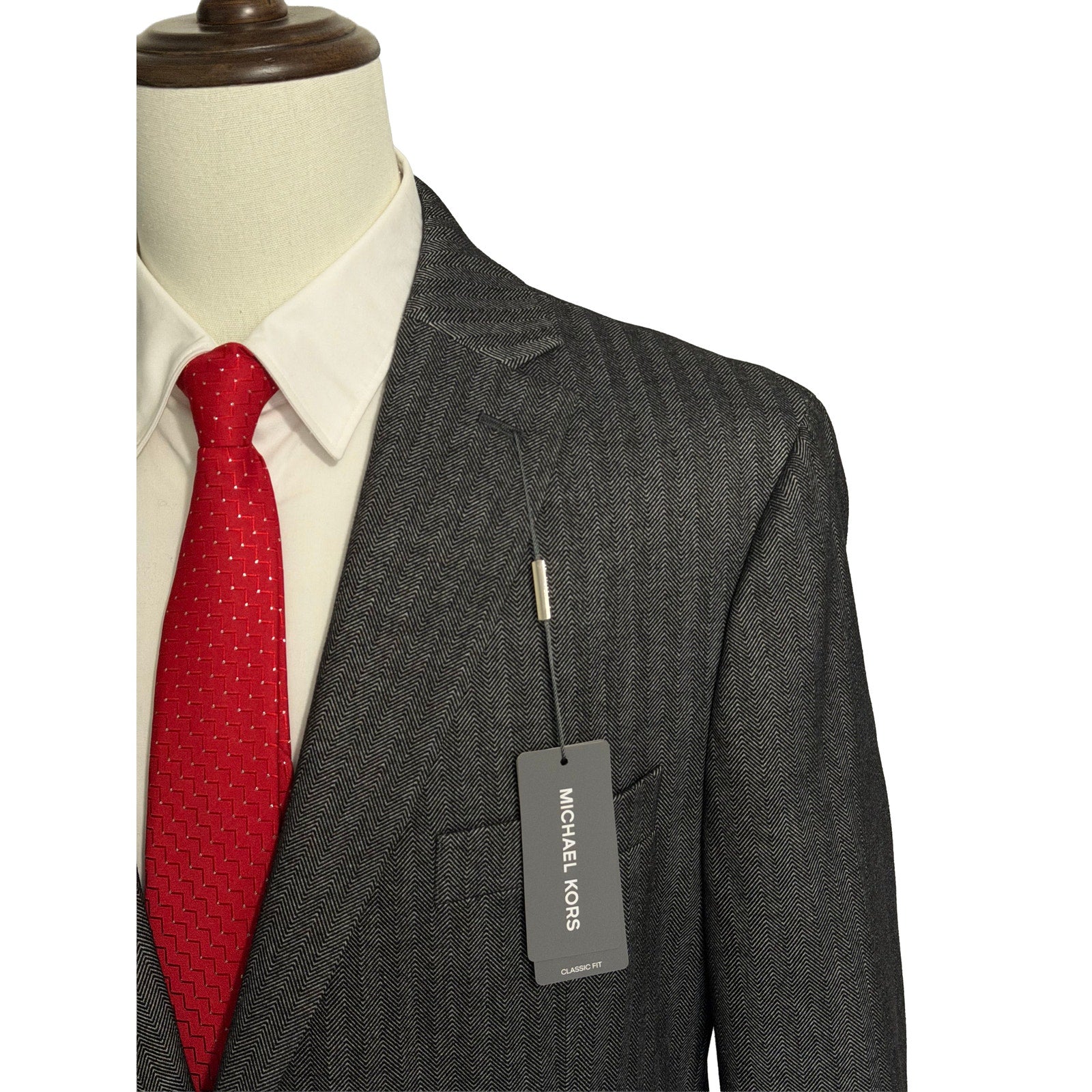 Michael Kors Sport Coat Men's 46 Long Classic Fit Charcoal Herringbone