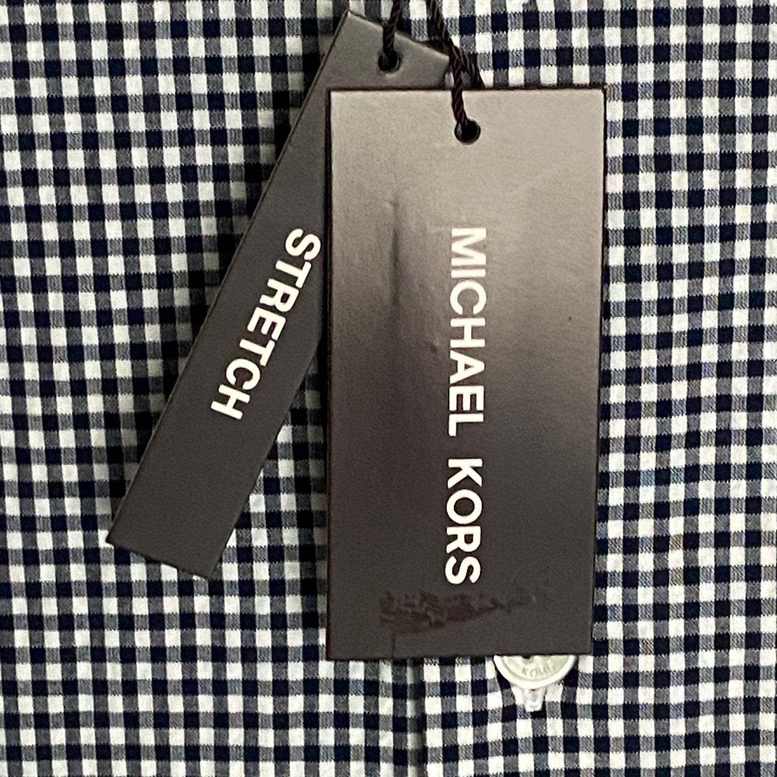 Michael Kors Shirt Men's XL Casual Short Sleeve Shirt Black & White Gingham