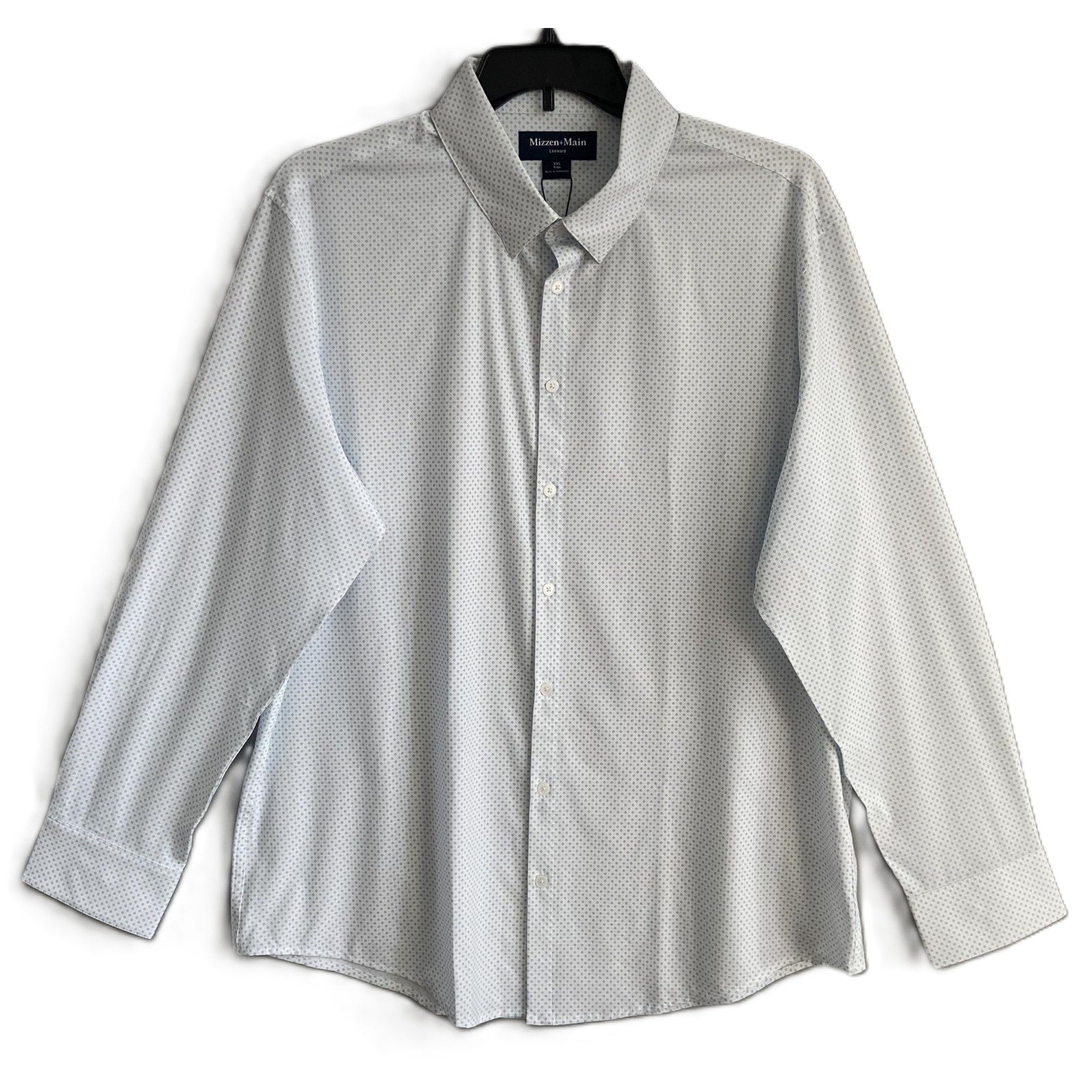 Mizzen+Main Shirt Men's XXL Leeward Trim Fit Long Slv White Double Diamond