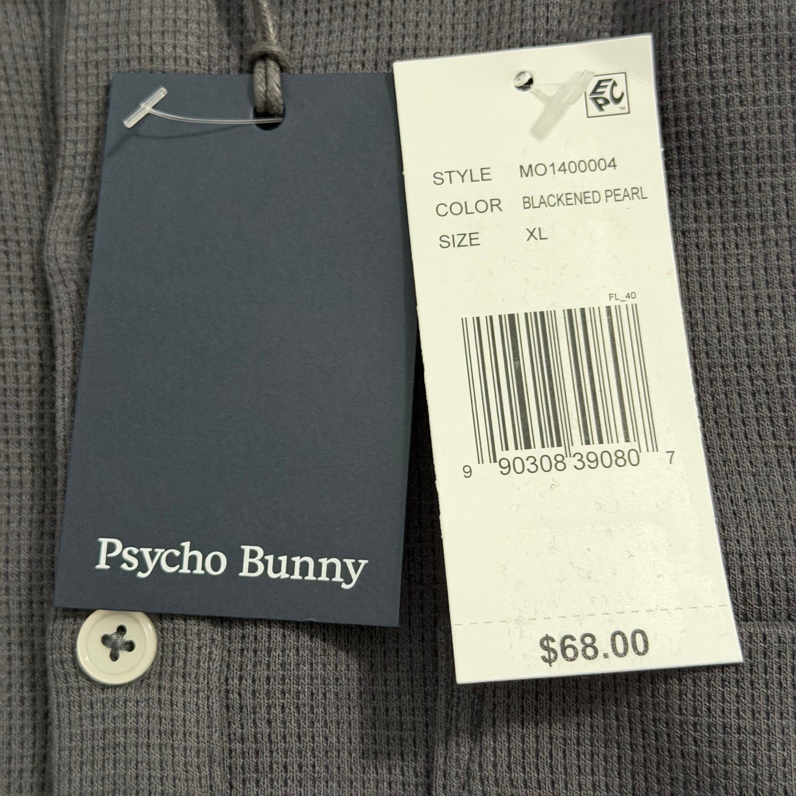 Psycho Bunny Henley T-Shirt Men's XL Long Sleeve Chest Pocket Dark Gray