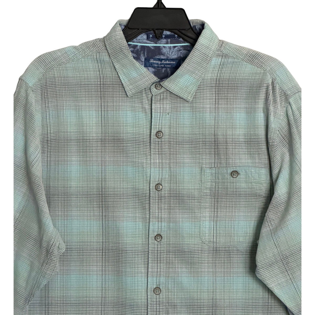 Tommy Bahama Casual Shirt Men's XL Coastline Cord Mesa Plaid Baby Fern