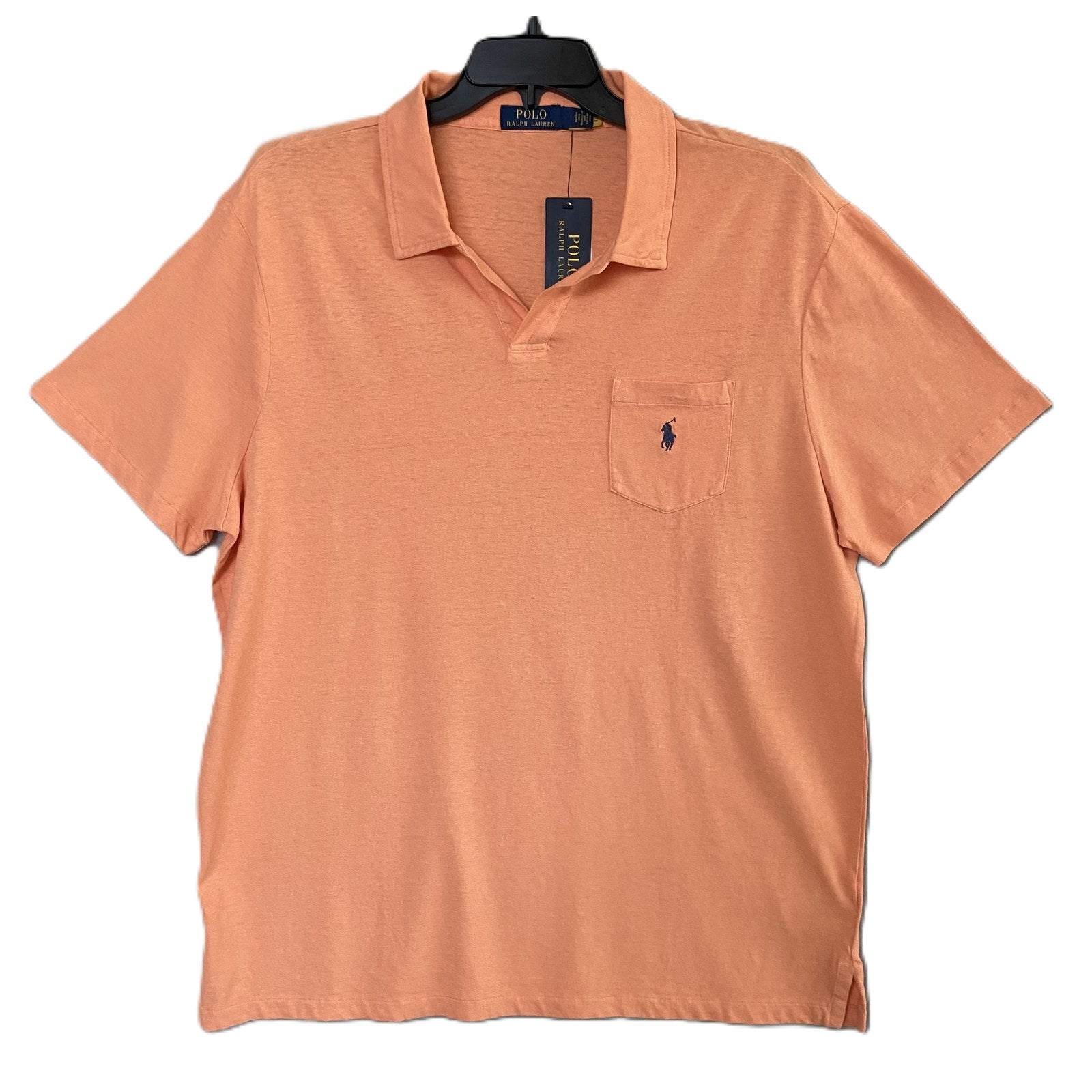 Polo Ralph Lauren Shirt Men's XL Buttonless Polo Cotton Linen Blend Pink