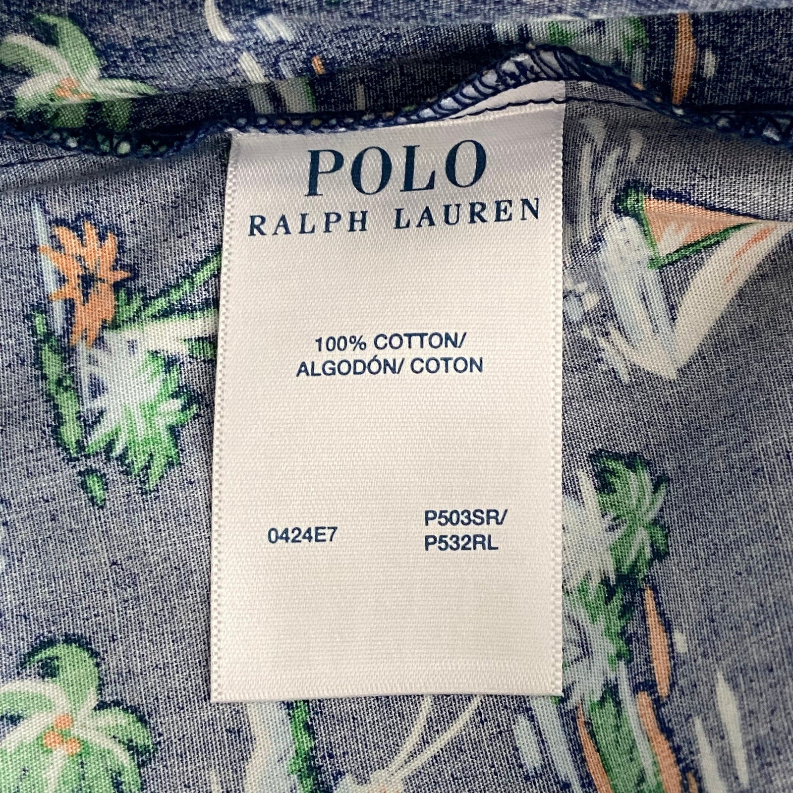 Polo Ralph Lauren Sleepwear Men's Cotton Robe Small/Medium Blue Tropical