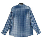 Michael Kors Men's Medium Classic Fit Linen Shirt Blue Check Long Sleeve