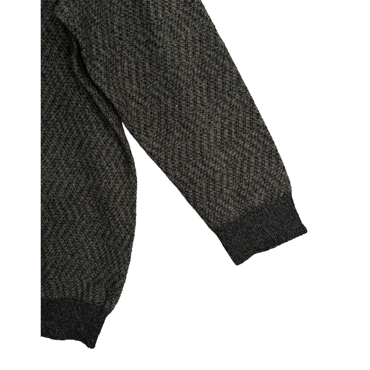 Perry Ellis Sweater Men's 2XLT Big & Tall Yarn Herringbone Crew Neck Black