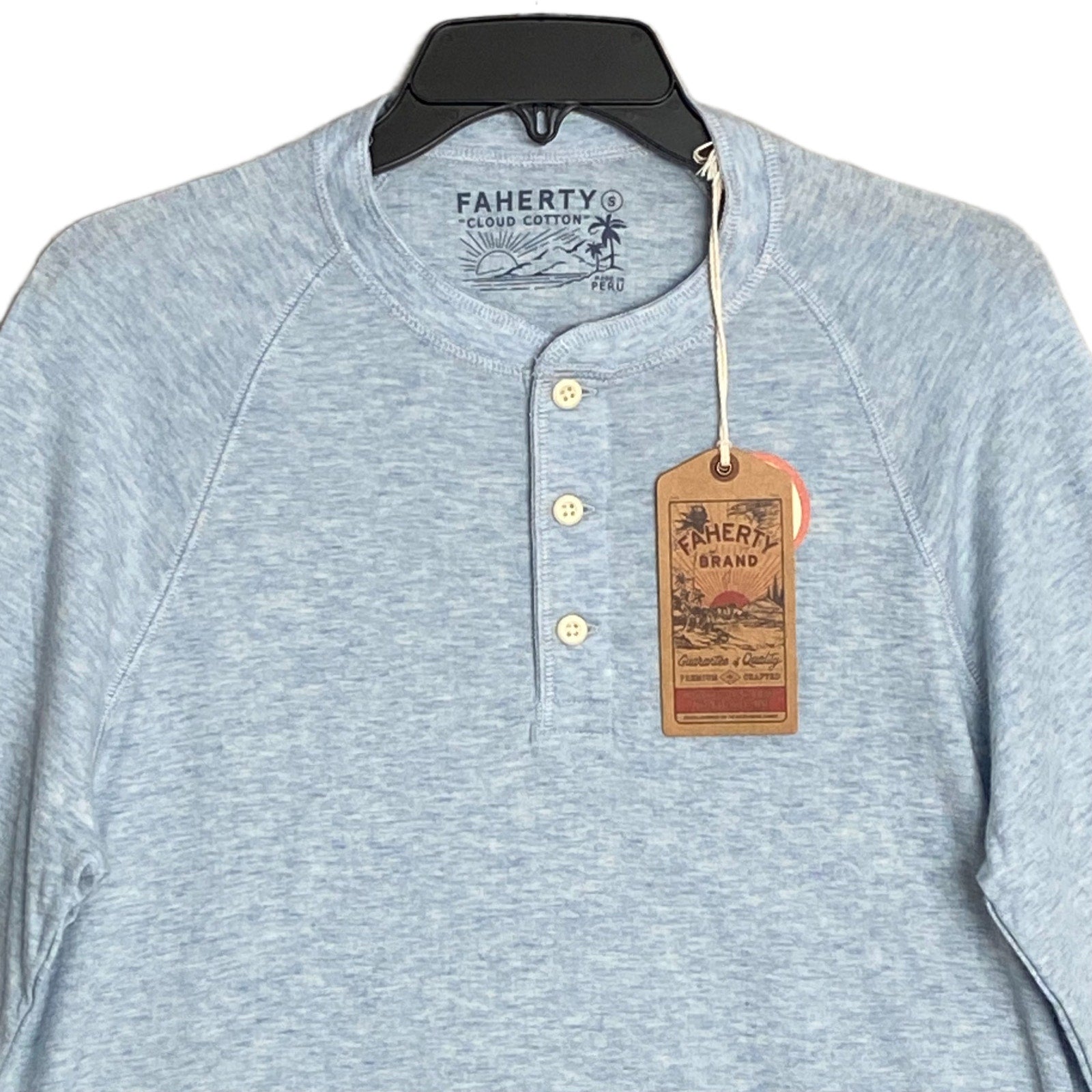 Faherty Cloud Cotton Tee Men's Small Crew Tee Pima Cotton Light Blue Heather