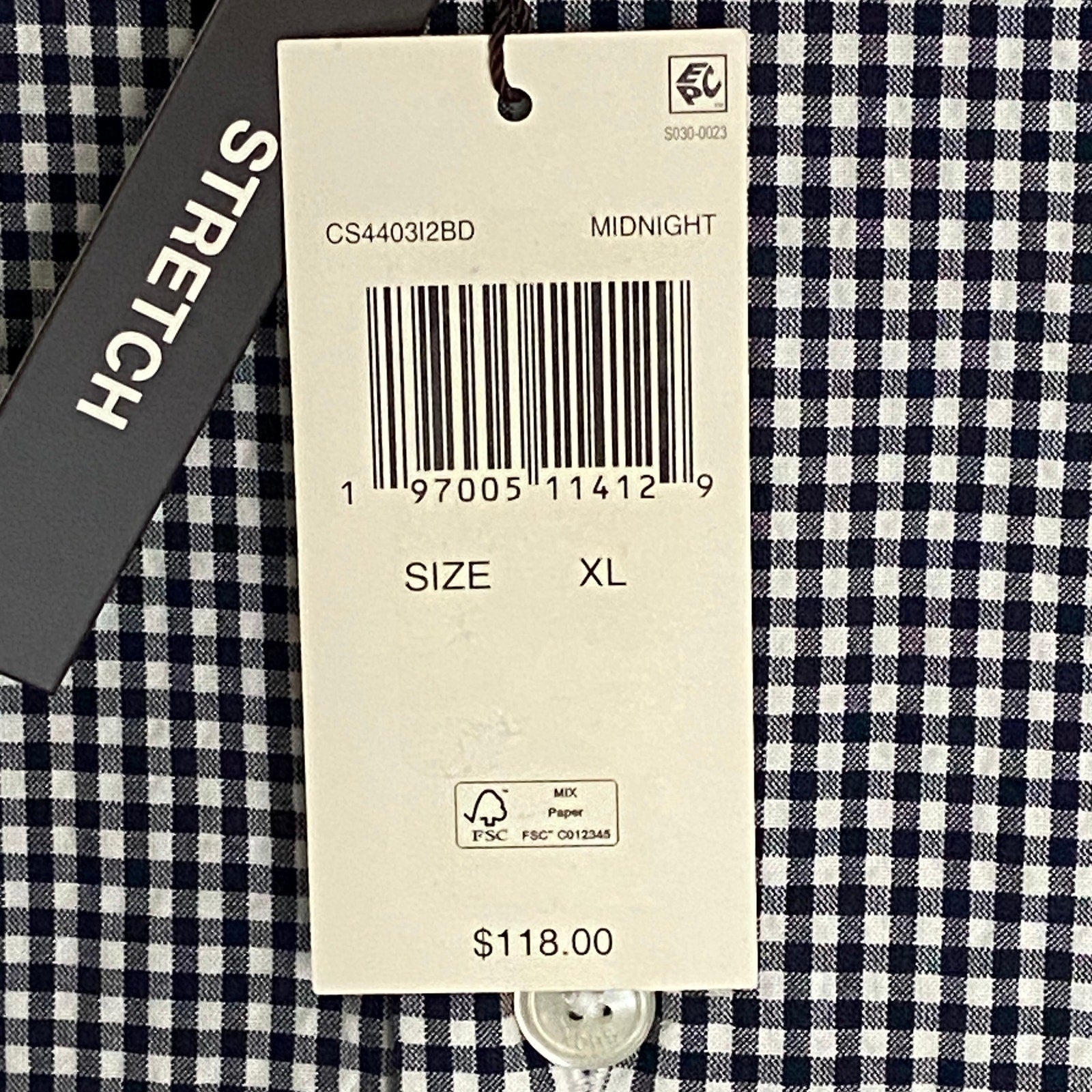 Michael Kors Shirt Men's XL Casual Short Sleeve Shirt Black & White Gingham