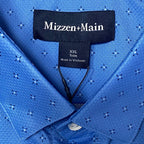 Mizzen+Main Shirt Men's XXL Halyard Trim Fit No Tuck Short Slv Blue Dot Geo