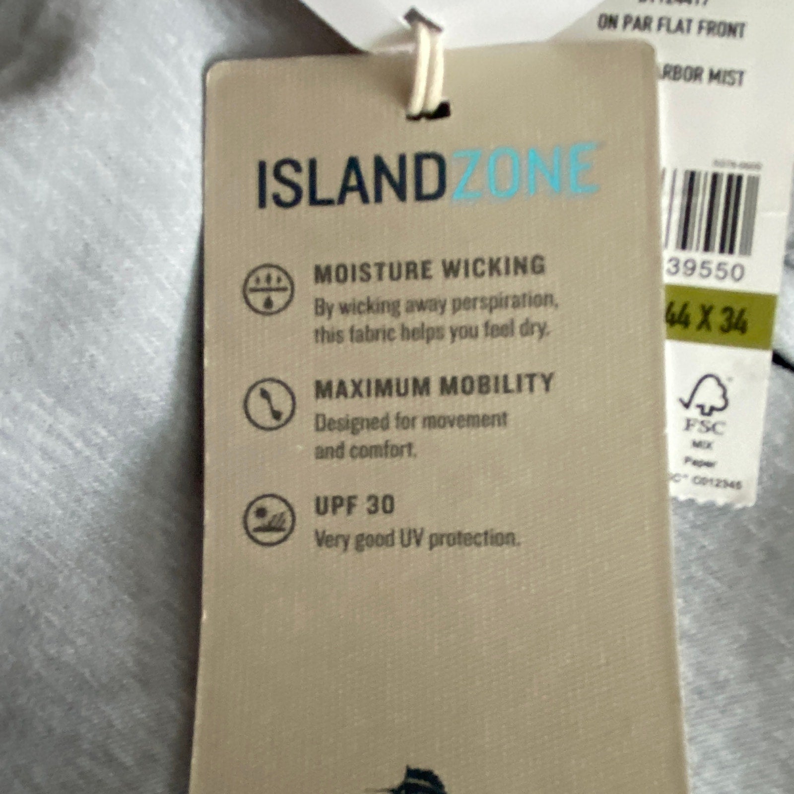 Tommy Bahama Men's 44x34 "On Par Flat Front" Pants Harbor Mist