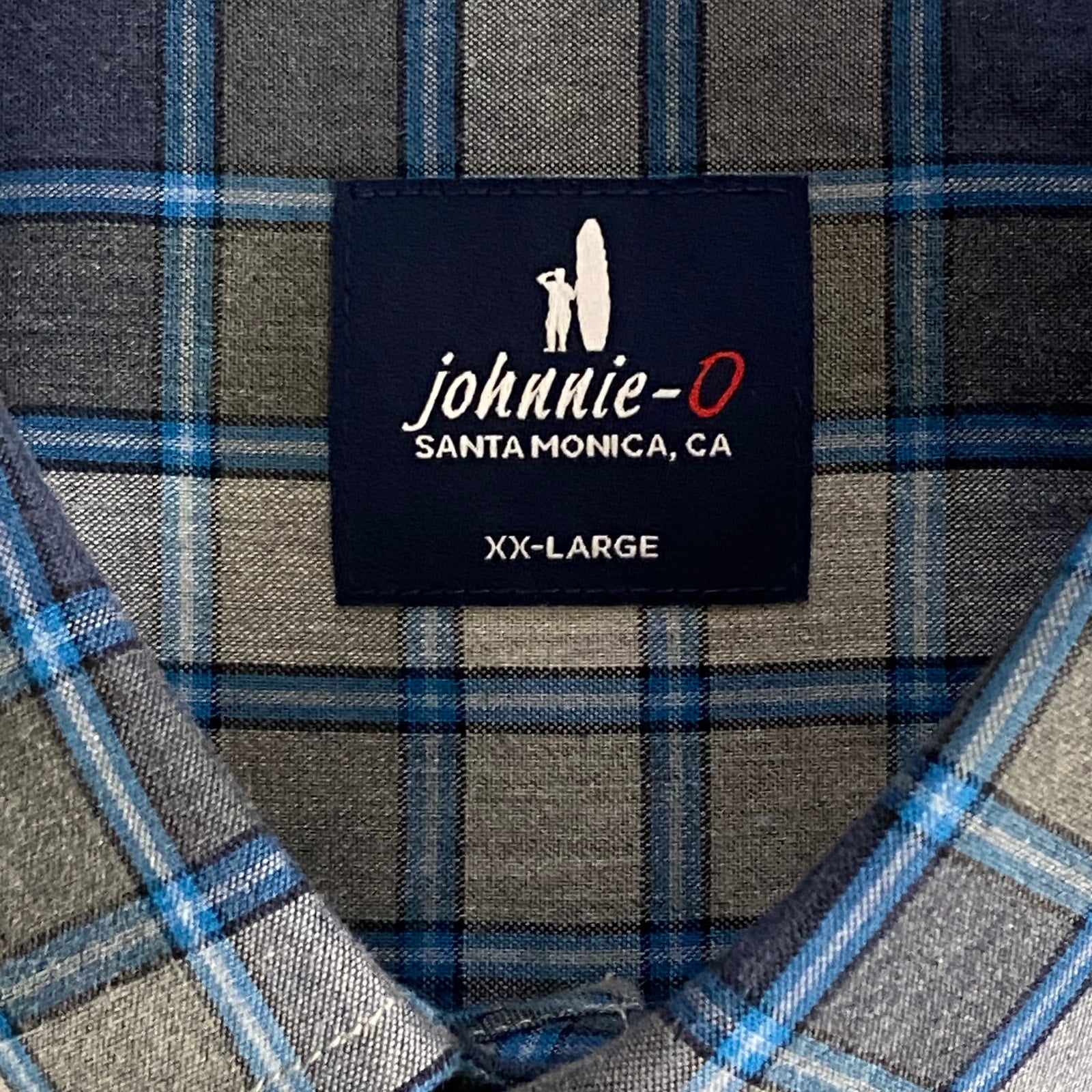 Johnnie-O Shirt Men's XXL Long Sleeve Button-Down Shirt Heather Gray Check
