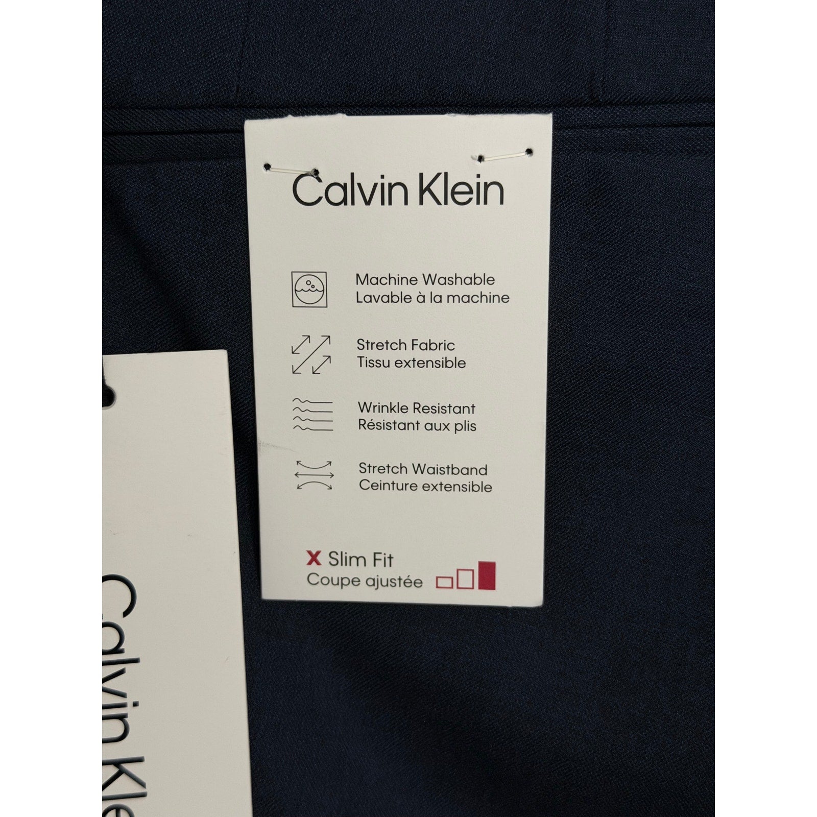 Calvin Klein Dress Pant Men's 34"x34" Slim Fit Flat Front Stretch Blue
