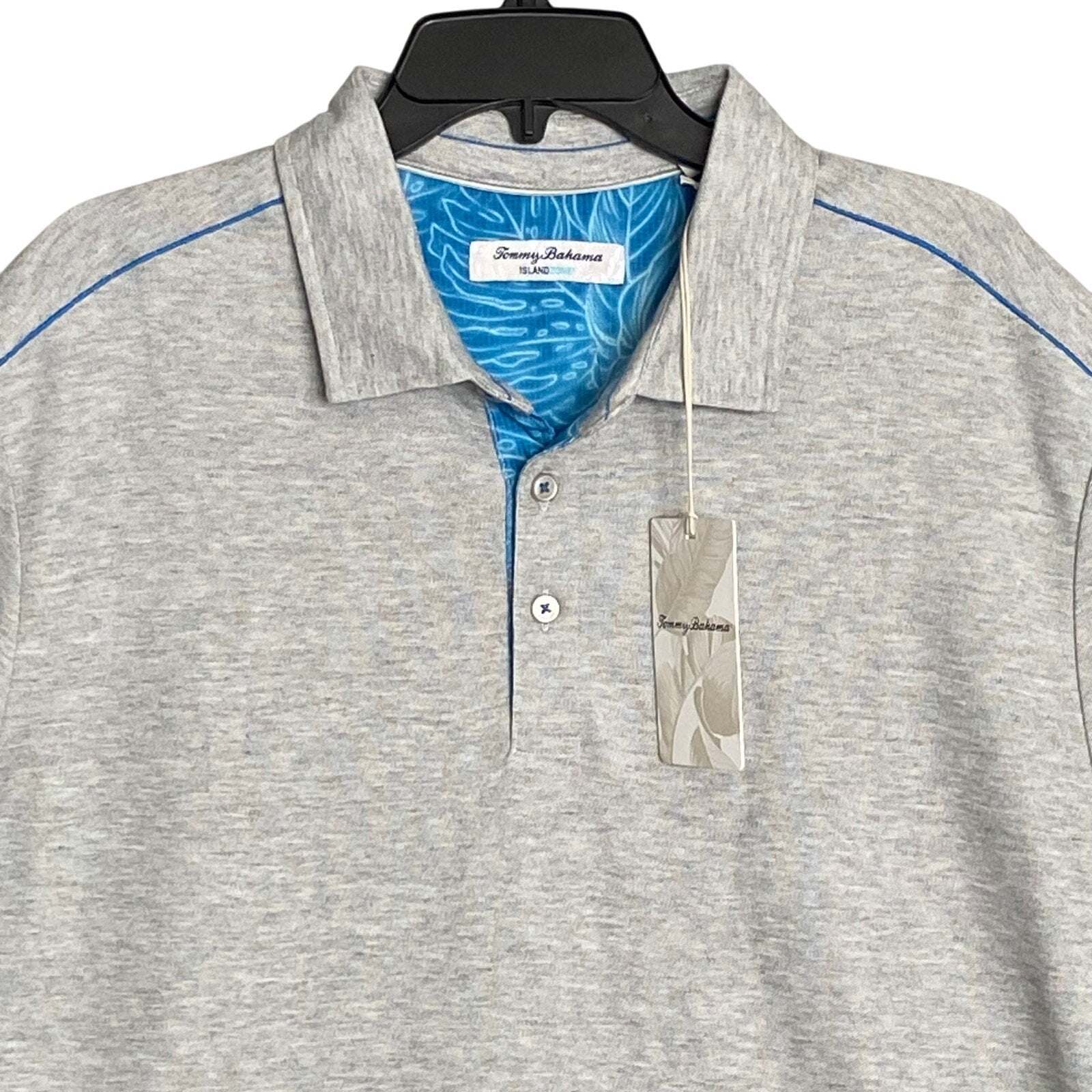 Tommy Bahama Polo Shirt Men's XL Island Zone Pima Cotton Gray Heather
