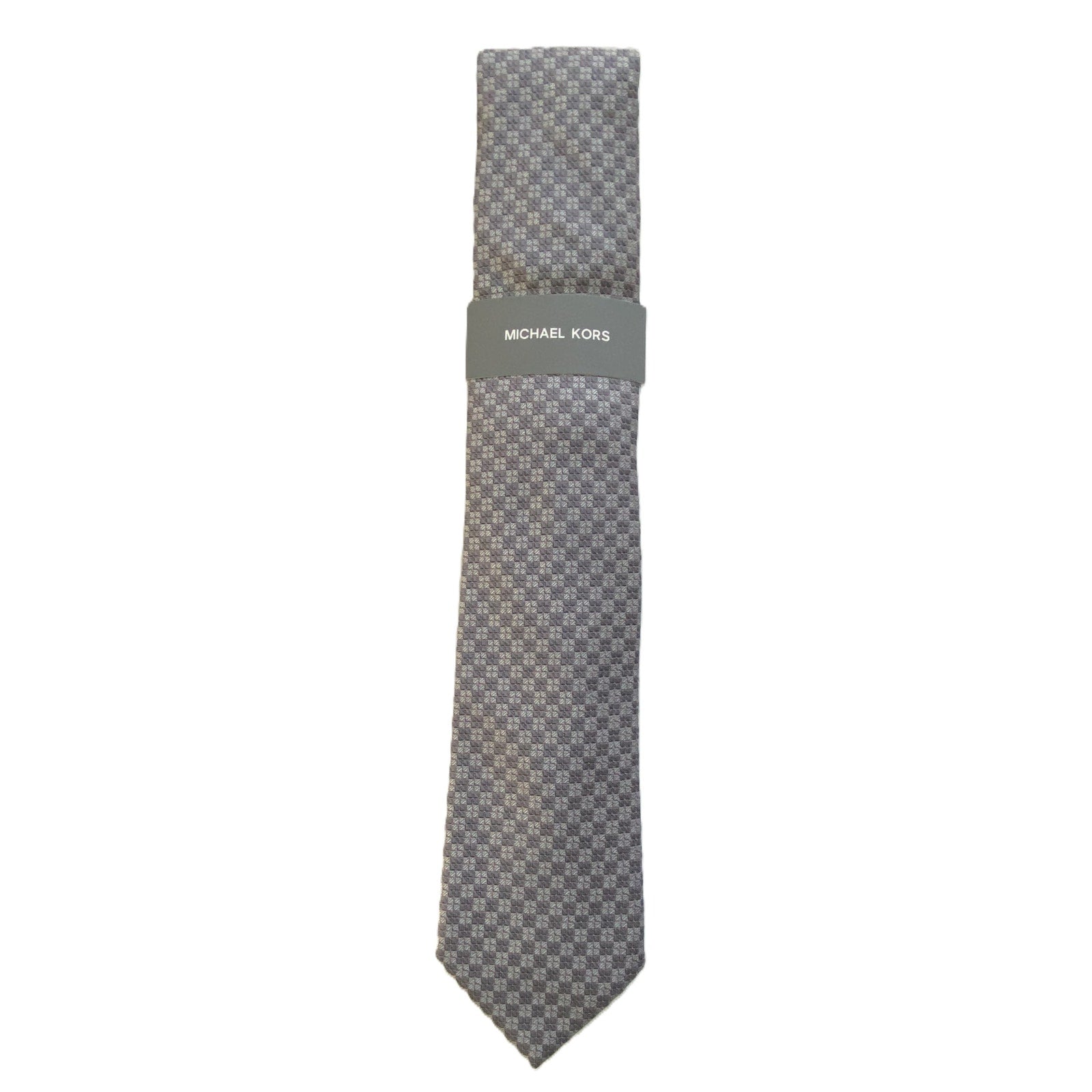 Michael Kors Necktie 3" Winslow Neat Gray Geo Standard Length Silk Blend