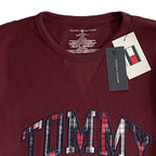 Tommy Hilfiger Tee Men's Large Long Sleeve Waffle-Knit Crew Neck Maroon