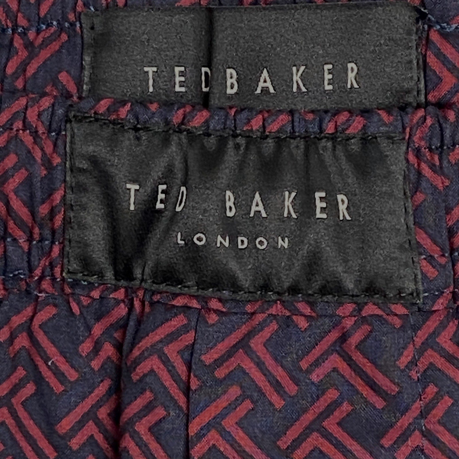 Ted Baker Sleep Pant Men's Small Woven Cotton Drawstring Pockets Red & Black