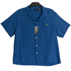 Polo Ralph Lauren Shirt Men's XL Classic Fit Camp Collar Cotton Linen Blue