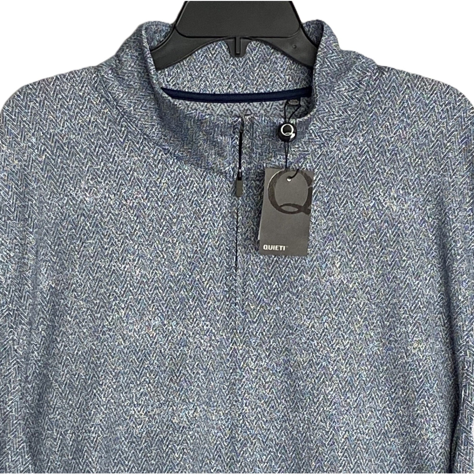 Quieti 1/4 Zip Pullover Men's XXL Mock Neck Stretch Fabric Blue